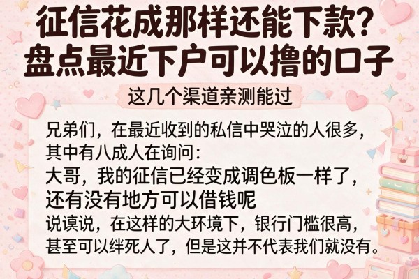 征信花成那样还能下款？盘点最近下户可以撸的口子，这几个渠道亲测能过