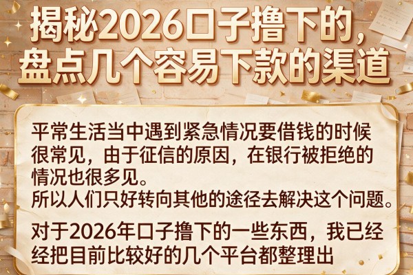 揭秘2026口子撸下的，盘点几个容易下款的渠道