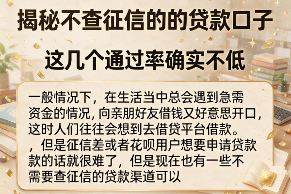 揭秘不查征信的的贷款口子，这几个通过率确实不低