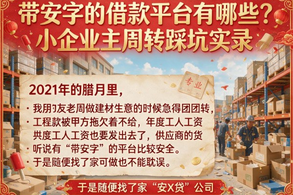 带安字的借款平台有哪些？小企业主周转踩坑实录