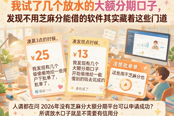 我试了几个放水的大额分期口子，发现不用芝麻分能借的软件其实藏着这些门道