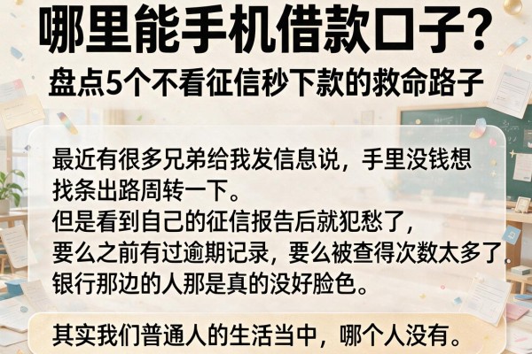 哪里能手机借款口子？盘点5个不看征信秒下款的救命路子