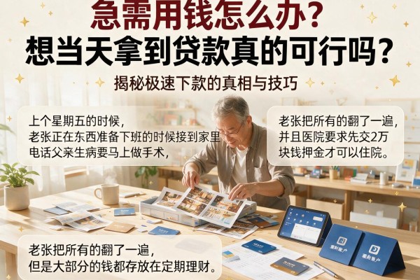 急需用钱怎么办？想当天拿到贷款真的可行吗？揭秘极速下款的真相与技巧