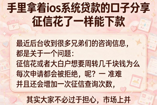 手里拿着ios系统贷款的口子分享，征信花了一样能下款