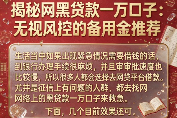 揭秘网黑贷款一万口子：无视风控的备用金推荐