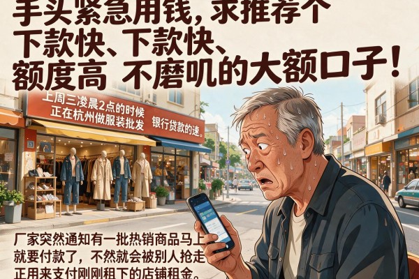 手头紧急用钱，求推荐个下款快、额度高、不磨叽的大额口子！