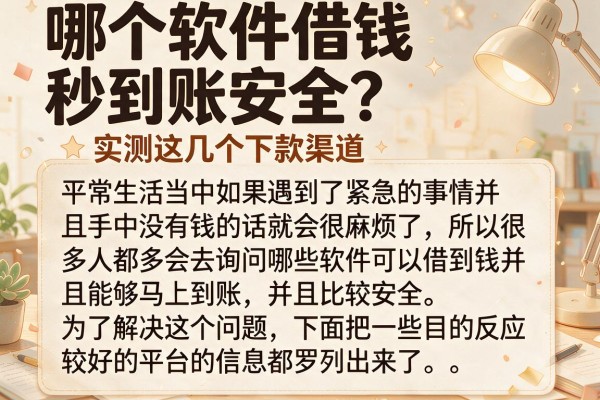哪个软件借钱秒到账安全？实测这几个下款渠道
