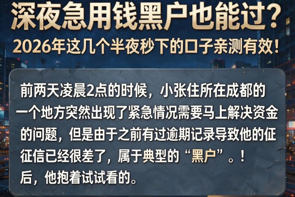 深夜急用钱黑户也能过？2026年这几个半夜秒下的口子亲测有效！