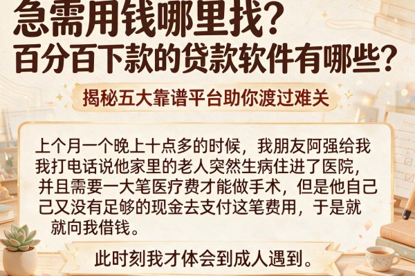 急需用钱哪里找？百分百下款的贷款软件有哪些？揭秘五大靠谱平台助你渡过难关