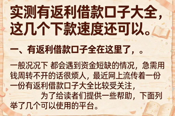 实测有返利借款口子大全，这几个下款速度还可以