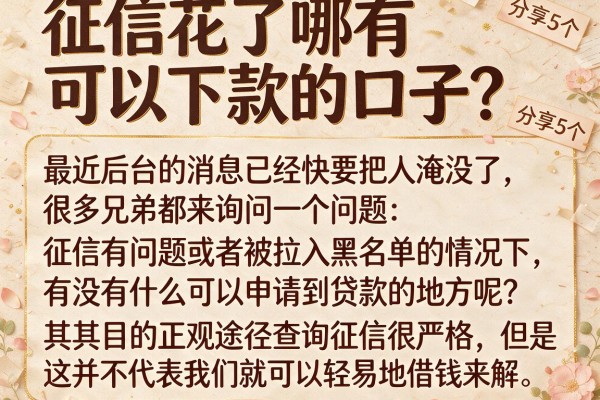 征信花了哪有可以下款的口子？分享5个实测能过的平台