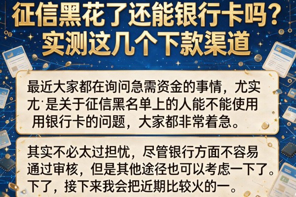 征信黑花了还能银行卡吗？实测这几个下款渠道