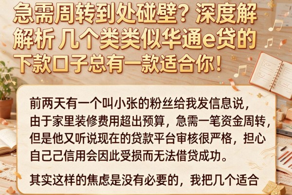 急需周转到处碰壁？深度解析几个类似华通e贷的下款口子，总有一款适合你！