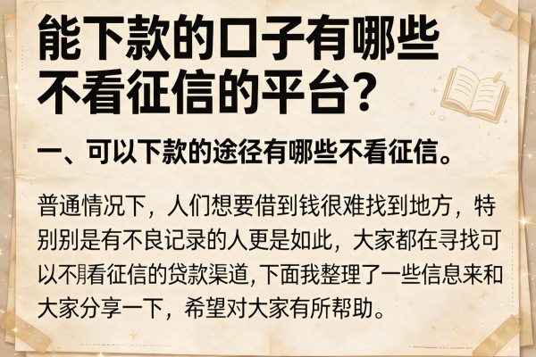 能下款的口子有哪些不看征信的平台?盘点几个容易通过的
