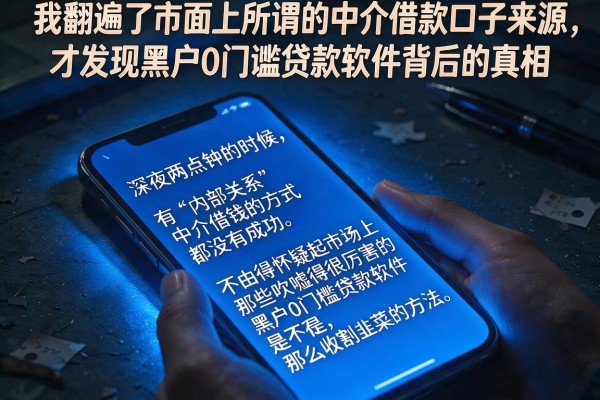 我翻遍了市面上所谓的中介借款口子来源，才发现黑户0门槛贷款软件背后的真相