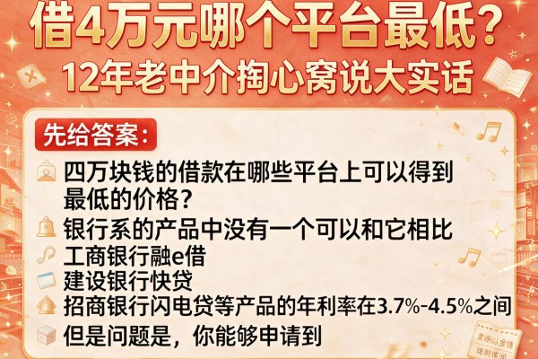 借4万元哪个平台最低？12年老中介掏心窝说大实话