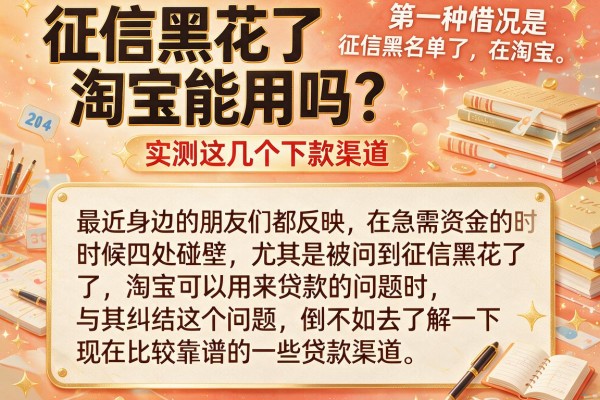 征信黑花了淘宝能用吗？实测这几个下款渠道