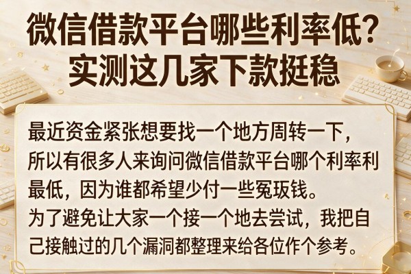 微信借款平台哪些利率低？实测这几家下款挺稳
