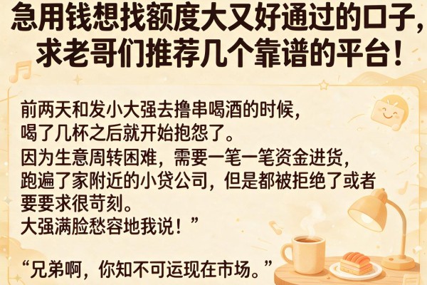 急用钱想找额度大又好通过的口子，求老哥们推荐几个靠谱的平台！