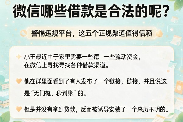微信哪些借款是合法的呢？警惕违规平台，这五个正规渠道值得信赖