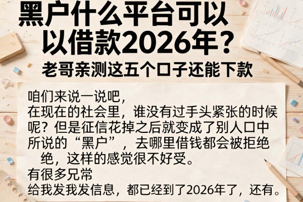 黑户什么平台可以借款2026年？老哥亲测这五个口子还能下款