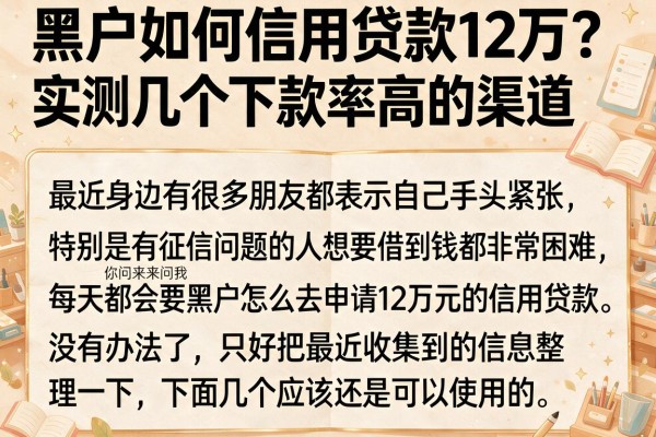 黑户如何信用贷款12万？实测几个下款率高的渠道