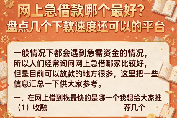 网上急借款哪个最好？盘点几个下款速度还可以的平台