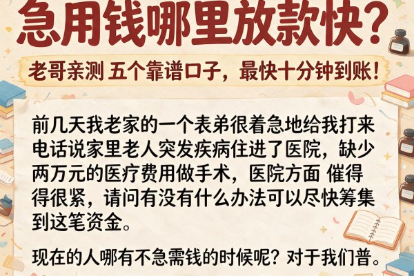 急用钱哪里放款快?老哥亲测五个靠谱口子,最快十分钟到账!