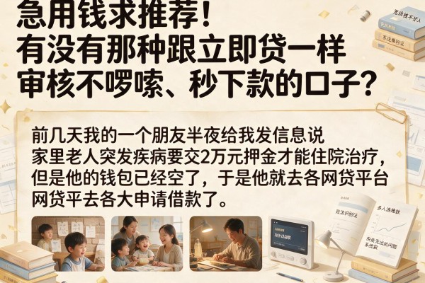 急用钱求推荐！有没有那种跟立即贷一样审核不啰嗦、秒下款的口子？