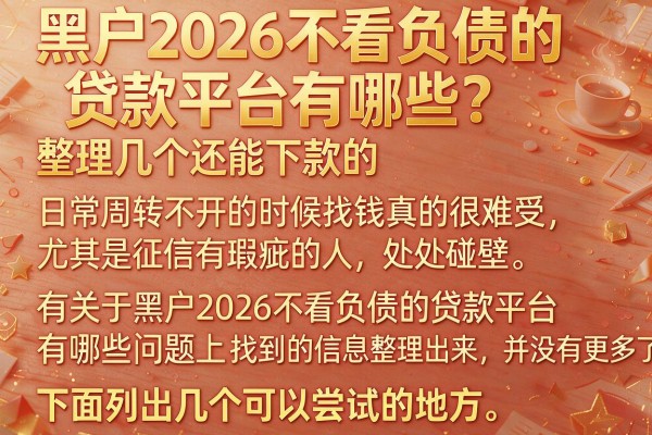 黑户2026不看负债的贷款平台有哪些？整理几个还能下款的