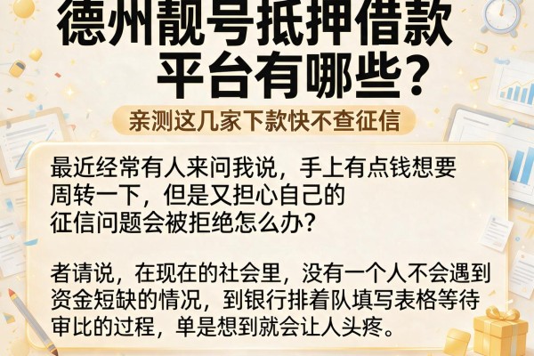 德州靓号抵押借款平台有哪些？亲测这几家下款快不查征信