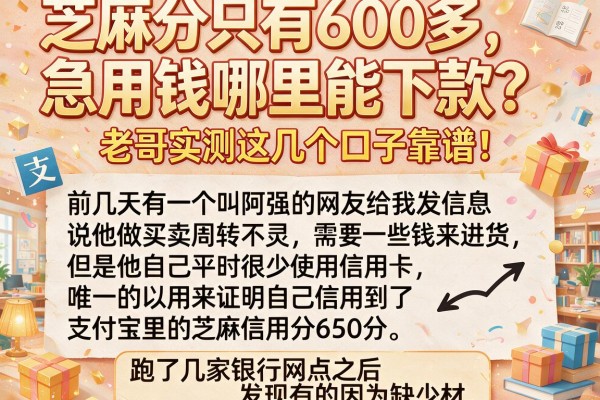 芝麻分只有600多，急用钱哪里能下款？老哥实测这几个口子靠谱！
