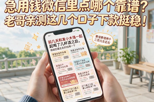 急用钱微信里点哪个靠谱？老哥亲测这几个口子下款挺稳！