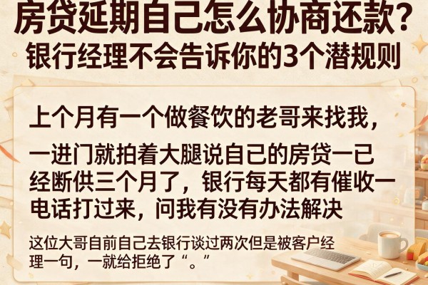 房贷延期自己怎么协商还款？银行经理不会告诉你的3个潜规则