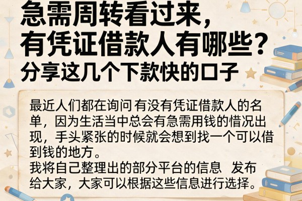 急需周转看过来，有凭证借款人有哪些？分享这几个下款快的口子