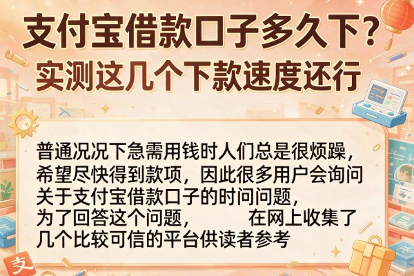 支付宝借款口子多久下？实测这几个下款速度还行