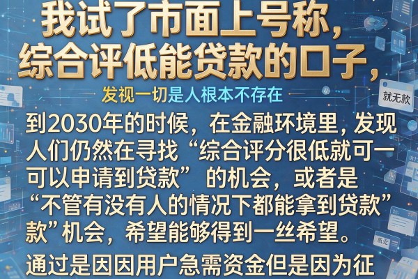 我试了市面上号称综合评低能贷款的口子,发现无视一切是人就下款的口子根本不存在