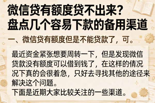 微信贷有额度贷不出来？盘点几个容易下款的备用渠道