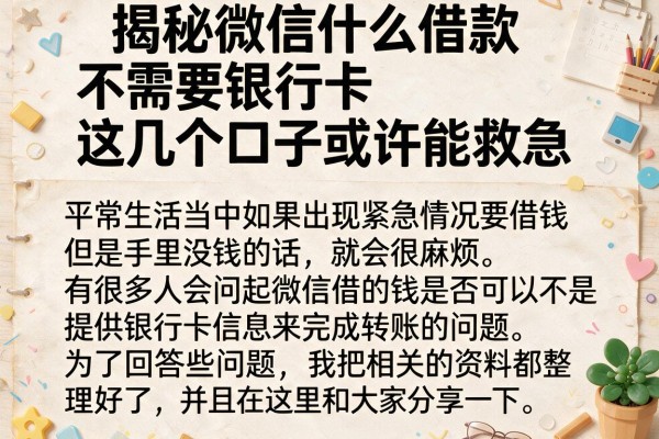 揭秘微信什么借款不需要银行卡,这几个口子或许能救急