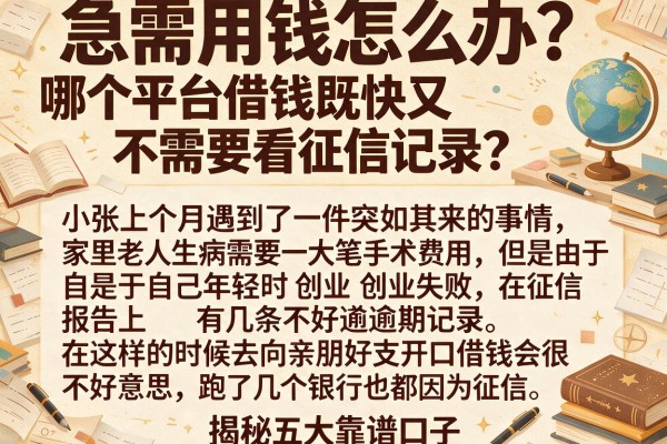 急需用钱怎么办？哪个平台借钱既快又不需要看征信记录？揭秘五大靠谱口子