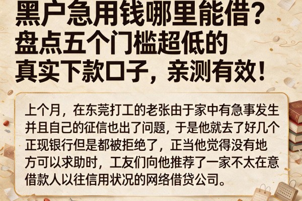 黑户急用钱哪里能借？盘点五个门槛超低的真实下款口子，亲测有效！