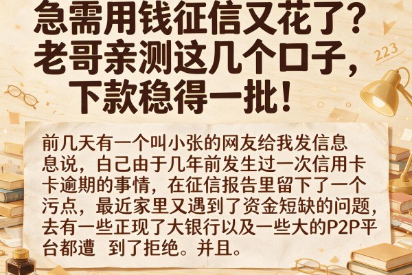 急需用钱征信又花了？老哥亲测这几个口子，下款稳得一批！