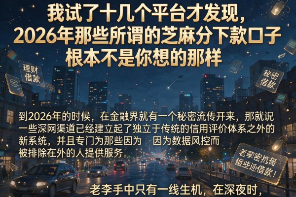我试了十几个平台才发现，2026年那些所谓的芝麻分下款口子，根本不是你想的那样