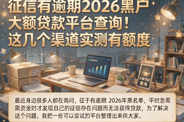 征信有逾期2026黑户大额贷款平台查询：这几个渠道实测有额度