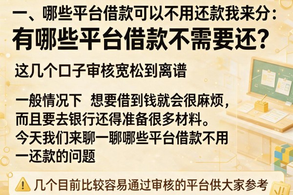 有哪些平台借款不需要还？这几个口子审核宽松到离谱