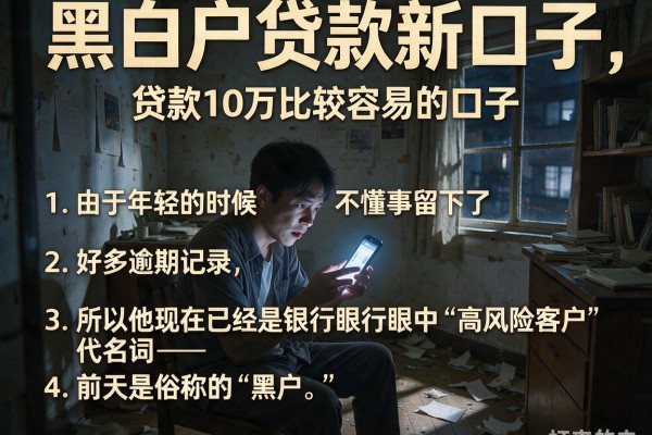 黑白户贷款新口子，条列五个贷款10万比较容易的口子