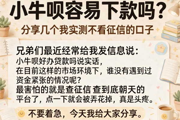 小牛呗容易下款吗？分享几个我实测不看征信的口子