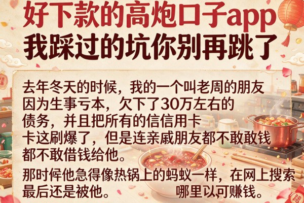 好下款的高炮口子app,我踩过的坑你别再跳了