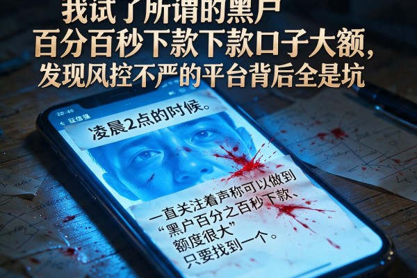 我试了所谓的黑户百分百秒下款口子大额，发现风控不严的平台背后全是坑