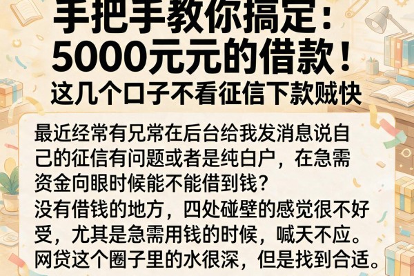 手把手教你搞定5000元的借款，这几个口子不看征信下款贼快